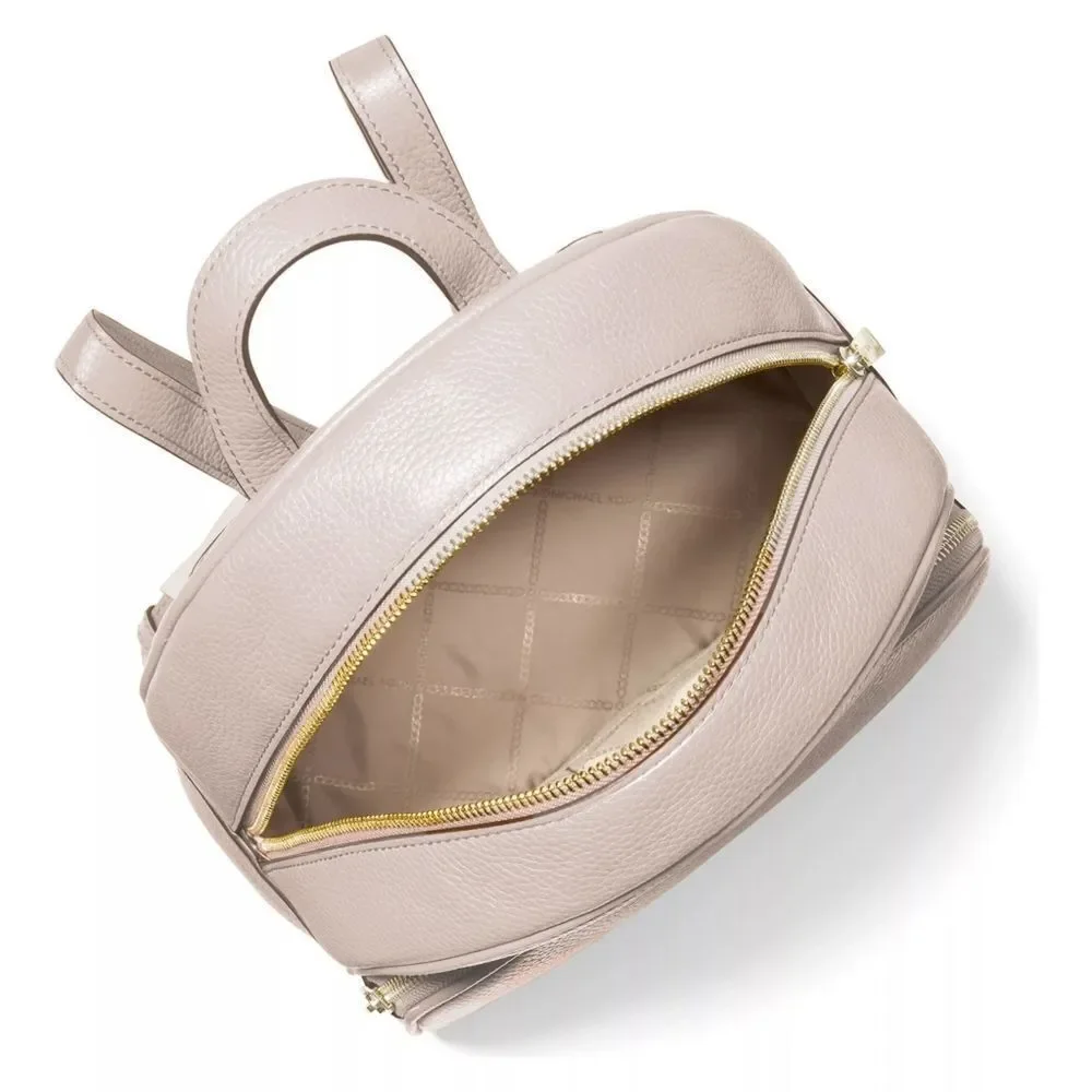New! MICHAEL KORS Abbey Medium Pebbled Leather Backpack Soft Pink